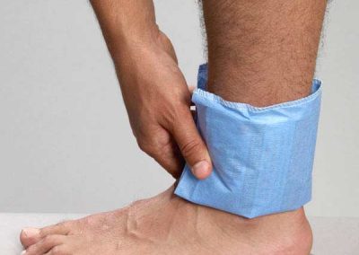 Blue Easy Sleeve Disposable Cover on Ankle